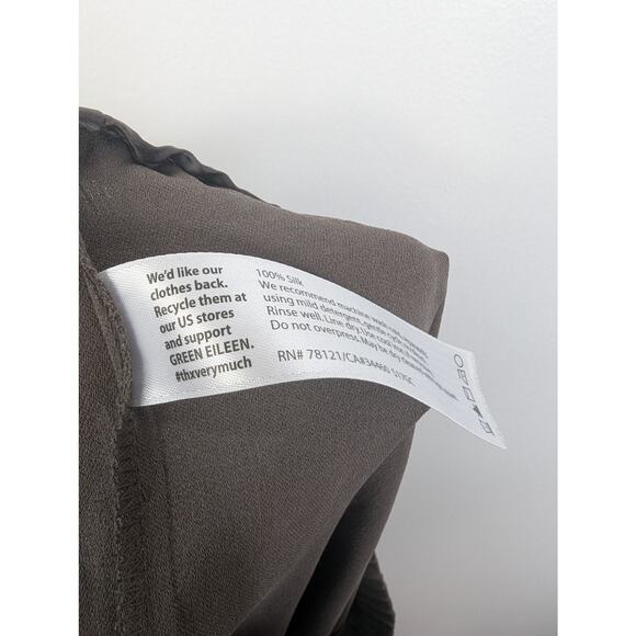 NWT Eileen Fisher Silk Georgette Crepe Crop Straight Leg Pant in Cobblestone - Picture 8 of 8